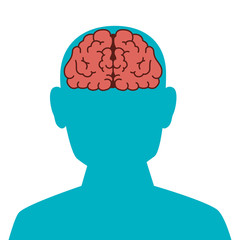 man face brain organ human person think mind intelligence vector  illustration isolated