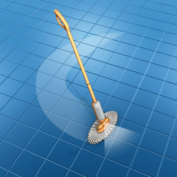 socio a spruzzo arancione su pavimento blu