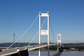 The Severn Bridge, one of the famous motorway suspension bridges in England, spanning the River Severn and River Wye