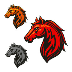 Fototapeta na wymiar Fire horse stallion heraldic emblems