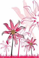 Decorative abstract pink flower vector background.  - obrazy, fototapety, plakaty