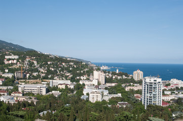 Fototapeta na wymiar panoramic top view of Yalta city, Crimea