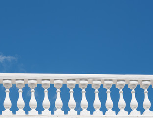 white balustrade on blue sky background