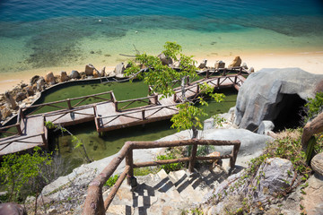 Fototapeta na wymiar Creative design of the shoreline of one of the islands in Vietnam
