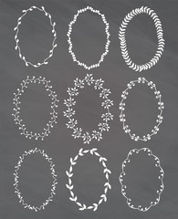 Hand-drawn vector set of vintage floral wreathes