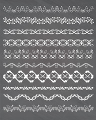 Set of hand drawn seamless floral borders 