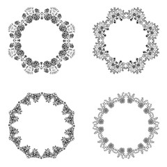 The set of hand-drawn  wreaths 