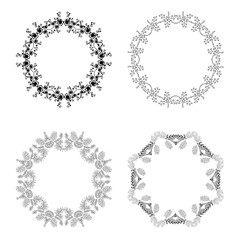 The set of hand-drawn  wreaths 