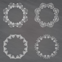 The set of hand-drawn  wreaths 