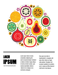 Unique illustration with line icons of fruits