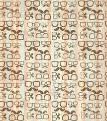 Seamless glasses and mustache vector pattern.