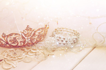 Dreamy photo of crystal jewellery and diamond tiara © tomertu