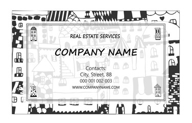 Corporate Identity vector templates set with doodles houses