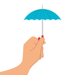 umbrella rain hand weather water parasol safety season holding vector illustration isolated