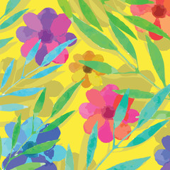  Tropical flowers - watercolor imitation