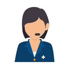 headset person call operator reception assistant support hospital health communication service vector isolated  illustration