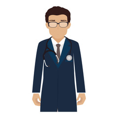 medic medical glasses doctor stethoscope occupation work profession uniform vector illustration isolated