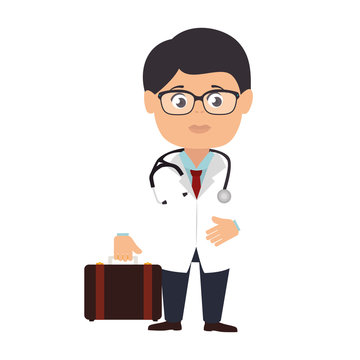 medic medical glasses doctor stethoscope occupation work profession uniform vector illustration isolated