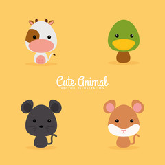 Naklejka premium Cute Cartoon Wild animals