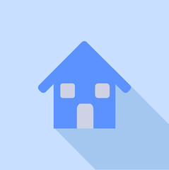 Fototapeta na wymiar Vector house icon with shadow on blue background