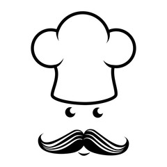 cap chef hat cooker mustache face job profession vector illustration isolated