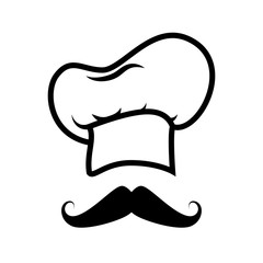 cap chef hat cooker mustache face job profession vector illustration isolated