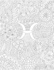 Horoscope symbol pisces - coloring page