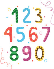 Cartoon doodle kids numbers.