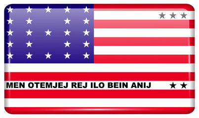 Flags Bikini Atoll in the form of a magnet on refrigerator with reflections light. Vector