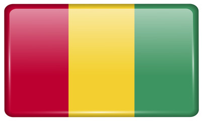 Flags Guinea in the form of a magnet on refrigerator with reflections light. Vector