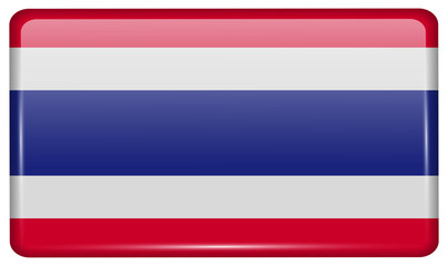 Flags Thailand in the form of a magnet on refrigerator with reflections light. Vector