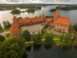 Naklejka na ściany i meble Trakai, Lithuania: Island Castle in the sunset