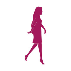 Fototapeta na wymiar girl hair body model walk beauty pink female lady vector illustration isolated