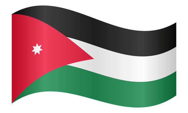 Flag of Jordan waving on white background