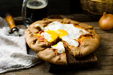 gallet with onion and ham. style rustic