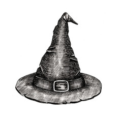 Halloween witch hat. Sketch. Illustration