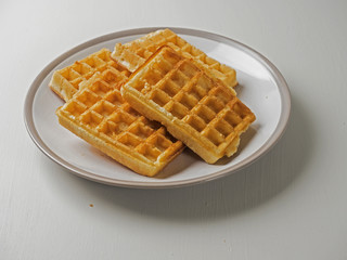 Waffles on a plate.