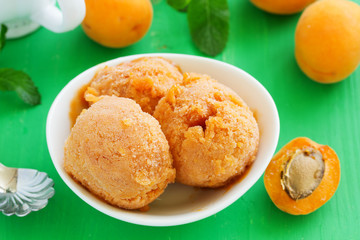Apricot peach ice cream and pieces,