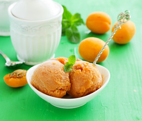 Apricot peach ice cream and pieces,