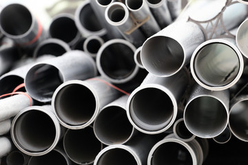Grey PVC sewer pipes