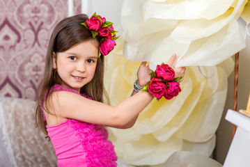 little girl beautiful dress with roses