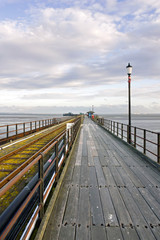 Southend-on-Sea Pier, Essex, England. Southend Pier is the towns historical icon as well as being the longest pleasure pier in the world