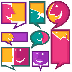 vector collection of talking, speaking and communication icons,