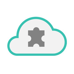 Isolated line art   cloud icon with a puzzle piece