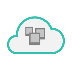 Isolated line art   cloud icon with a few photos