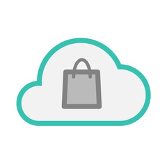 Isolated line art   cloud icon with a shopping bag