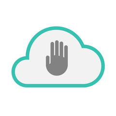 Isolated line art   cloud icon with a hand