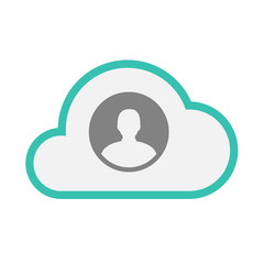 Isolated line art   cloud icon with a male avatar