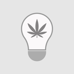 Isolated line art light bulb icon with a marijuana leaf