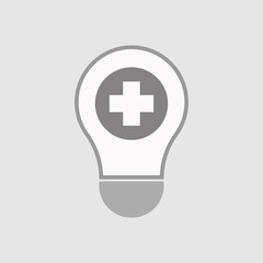 Obraz premium Isolated line art light bulb icon with a round pharmacy sign